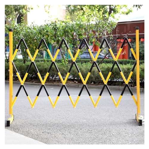 Strapazierfähige, erweiterbare Barrikade für Sicherheit im Freien, flexibel, zusammenklappbar, Einfahrtszaun für Garagenbau, tragbares, mobiles Verkehrssperre, schwarz und gelb, 100 x 200 cm