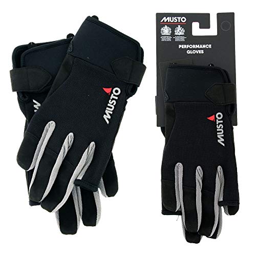 Musto Essential Sailing Lange Fingerhandschuhe in Schwarz - Erwachsene Unisex - Ideal für das ganze Jahr über - Leichtes Stretching