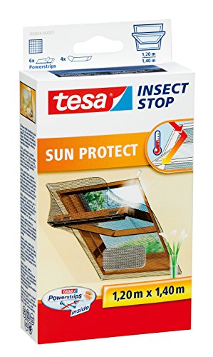 tesa Insect Stop SUN PROTECT Fliegengitter für Dachfenster - Insektenschutz mit Blend- & Sonnenschutz für Dach-Fenster - Fliegen Netz 120 cm x 140 cm