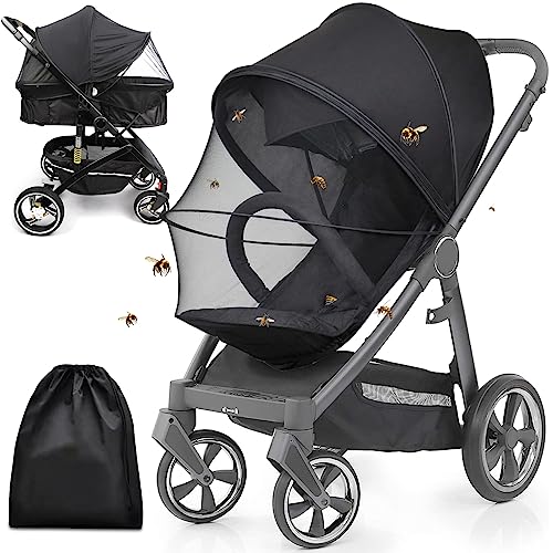 Universal Insektenschutz Kinderwagen,2-in-1 Sonnensegel für Kinderwagen & Buggy mit UV Schutz 50+ Sonnenschutz für Kinderwage, Feinmaschig Moskitonetz idealer Schutz vor Wespen und Stechmücken