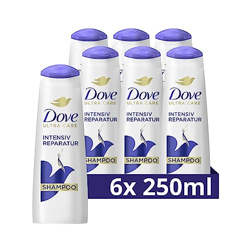 Dove Shampoo Intensiv Reparatur für strapazierte Haare mit Smart Repair System 250 ml 6 Stück, Unparfümiert