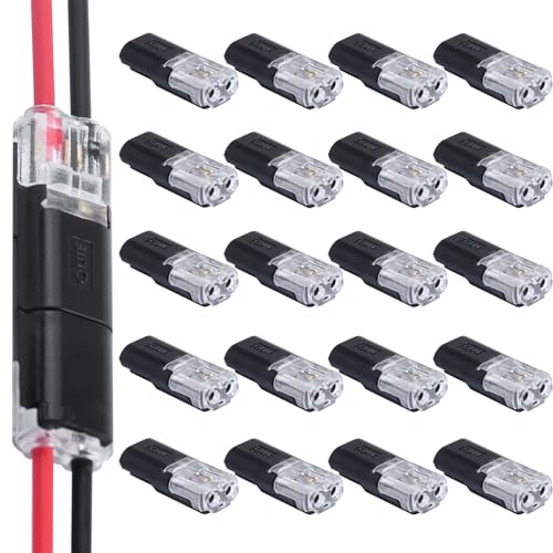 Idota 20 Stück Auto Stecker Steckverbindung, 2-Polig Kabel Steckverbinder Steckverbinde 18-22 AWG, Auto KFZ Stecker Steckbarer Schneller Kabelstecker Verbindungen