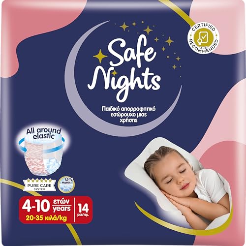 Babylino Safe Nights Girl, Höschen für die Nacht, für Mädchen von 4 bis 10 Jahren (20-35 kg), 14 Stück