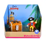 Bullyland 18900 - Spielfigur Pirat Käpt´n Sharky mit Truhe, detailgetreu, ideal als kleines Geschenk für Kinder ab 3 Jahren