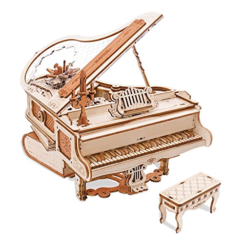 ROKR 3D Puzzle Holz Holzpuzzle Erwachsene Holzmodelle Bausätze Mechanisches Modell Bausets Spieluhr Magisches Klavier Stil Weihnachten Geburtstag Geschenke 223pcs, Magic Piano