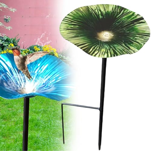 Vogeltränke und Futterstation für draußen, Garten, Outdoor, Vogeltränke, Vogelfutterstation mit Metallpfahl, Metall-Blumen-Vogeltränke, Ständer, lebendige Blumen-Bewässerungsstation, für Biene