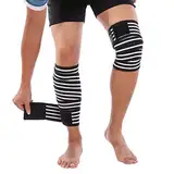 Kniebandage Knee Wraps für Sport, 2 Stück Elastische Knie Bandagen Knieschützer für Meniskus Knie für Damen und Herren, Anti-Rutsch Kompression Knieorthese für Kraftsport