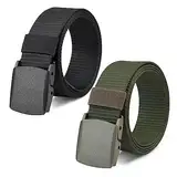 MIVAIUN 2 Stück Gürtel Nylon Canvas Belt Herren Gürte, Verstellbarer Stoff Gürtel, Arbeitsgürtel für Arbeit und Reisen,Keine Metallschnalle, Schneller Pass durch die Flughafensicherheit (2PCS)
