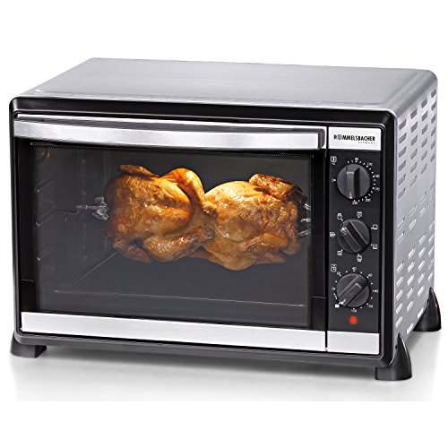 ROMMELSBACHER Back & Grill Ofen BG 1805/E - 42 Liter Backraum, 7 Heizarten, Umluft, Drehspieß, Temperaturen von 80-230 °C, Doppelverglasung, Innenbeleuchtung, Zeitschaltuhr, 1800 W, Edelstahl