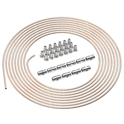 AUPROTEC 5m Bremsleitung Ø 4,75mm Kunifer mit ABE im SET + 20 Verschraubungen + 10 Verbinder M10 x 1 DIN 74 234 konform Kupfer-Nickel Bremsrohr im Sortiment für Bördel F