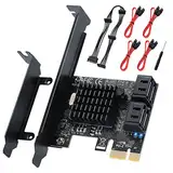 PCIE zu 4 SATA Port Karte, PCIE SATA Controller Karte, SATA 3.0 6G/BPS Controller mit 4 SATA Datenkabeln und einem SATA 4-Port Stromkabel, PCI-Express zu 4 SATA 3.0 SSD/HDD Karte.