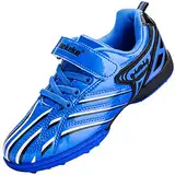 Saekeke Fussballschuhe Kinder TF Fußballschuhe Jungen Mädchen Turf Fussball Klettverschluss Trainingschuhe Blau 29 EU