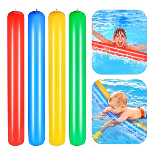 Schwimmnudel Poolnudel für Kinder und Erwachsene: 105cm Aufblasbare Nudelschwimmer Schwimmstange Pool Wassernudel - Schwimmnudel Float Spielzeug für Baden oder Aquasport (Color-4 Stück)