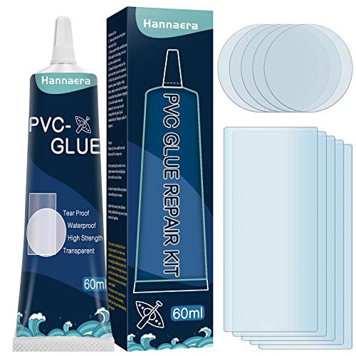 Hannaera Pool Reparaturset, Wasserdicht Pool Flickzeug, Transparentes Reparaturset für Pool, Luftmatratze, Schlauchboot, Kajak, Schwimmring, Mehr Hüpfburgen(60ml)