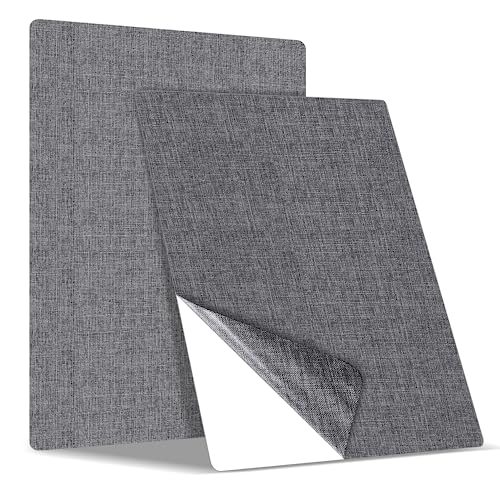 Flicken selbstklebend Stoff, Klebeflicken für Textilien Leinenstoff Reparatur Patches, 2er 20 x 28 cm Textil Flicken selbstklebend für Sofas, Autositze, Bürostuhl, Kopfteile, Vorhang, Grau