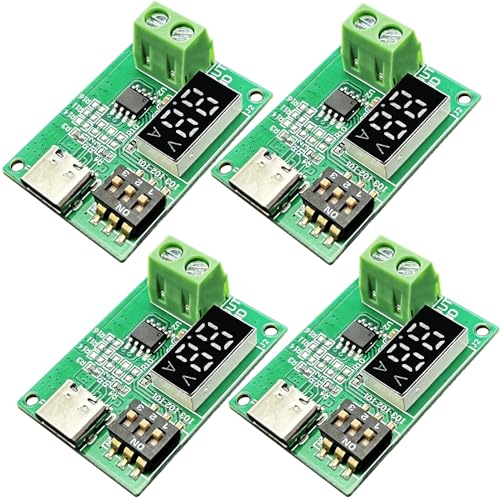 4Pcs Type-C QC AFC PD2.0 PD3.0 to DC Fast Charge Decoy Trigger Polling Detector USB-PD Notebook Power Supply Change Board with LED Support 5V/9V/12V/15V/20V Fixed Voltage Output (PDDecoy)