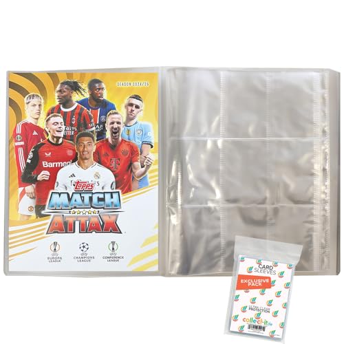 Bundle mit Match Attax CL 2024/25 - Trading Cards - 1 Leere Sammelmappe + Exklusive Collect-it Hüllen