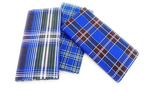 CRAFTSTRIBE Handloom 100% Baumwolle kariert Lungi/Dhoti/Wrap/Sarong für Herren, 3 Stück