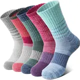 MOSEY KOSY Merino Damen Socken Thermosocken Warme Wandersocken Merinowolle Sportsocken Trekkingsocken Outdoor Arbeitssocken Wollsocken Wolle Atmungsaktiv Wintersocken 5 Paar(Mehrfarbig,M (36-42))