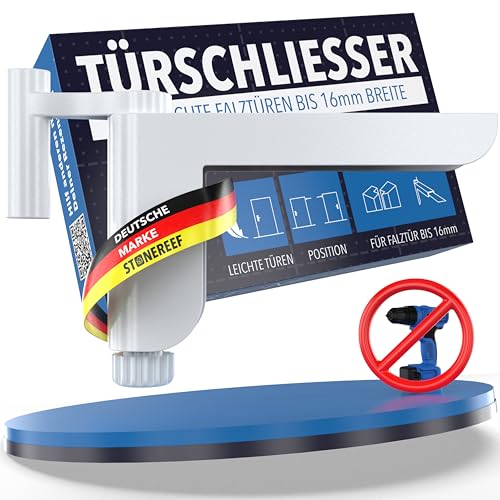 STONE REEF® Türschließer für Zimmertüren [für Links- u. Rechtsanschlagtüren] ohne Bohren montierbar, variabel einstellbare Schließkraft – für Türen bis 16 mm Falzstärke – Türdämpfer