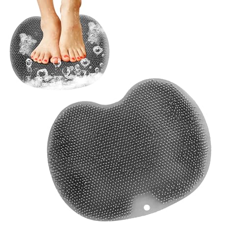 Personal Cleaning Foot Washing Bath Brush, Fußbürste Wäscher Massagegerät Dusche mit rutschfesten Saugnäpfen, Silikon Massager reiniger fußwäscher fuss, Dusch Rückenschrubber (grau)