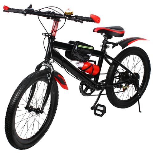 AOOUNGM Mountainbike 20 Zoll Kinderfahrrad 20 Zoll Jungen 7 Gang Mountainbike für Jungen und Mädchen Upgraded Jugendrad Erwachsene Mountainbike mit Kotflügeln (Rot)