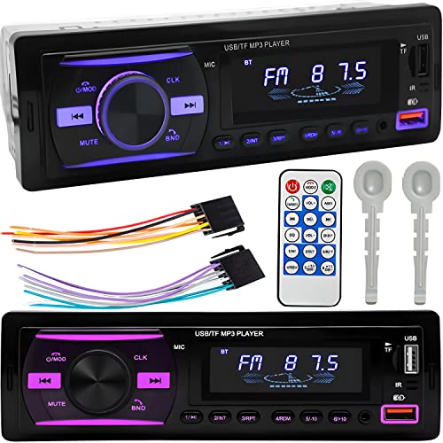 Retoo Autoradio mit Bluetooth Freisprecheinrichtung und Fernbedienung, 1 DIN MP3 Player mit 2 USB für Musikspielen und Aufladen, RGB Farben, FM Radio Tuner und Antenne mit MP3, AUX, RDS, SD, MicroSD