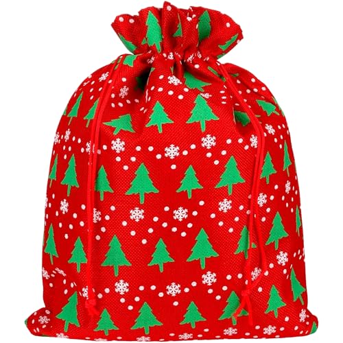 ESC WELT Großer Weihnachtssack Grün - Geschenksack - Premium Wiederverwendbarer Roter Sack mit Kordelzug - Festliche Verpackungslösung - Weihnachts-Sack für Geschenke - Weihnachtsdekorationen