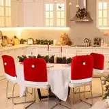 RichDeer 4PCS Stuhlhussen Weihnachten Set, Weihnachtsdekoration Weihnachtsstuhlbezug mit 4 Weihnachtsmütze, Stuhlbezug Stuhl Abdeckung Stuhlabdeckung für Neujahr Weihnachtsfeier