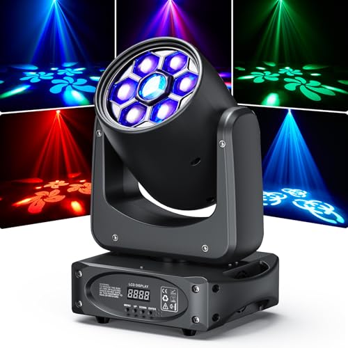 150W Moving Head LED Bühnenleuchten Bee-Eyes RGBW Partylichter 3 Prisma 8 Gobos 8 Farben dmx512 DJ Disco Lichter Strobe Funktion Spot Licht für Bar Party Club Hochzeit