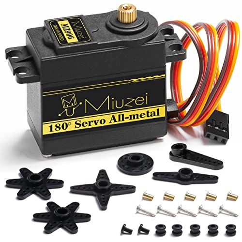 Miuzei Servo Digital Servomotor Metall Kupfer Getriebe Hohe Präzision und Drehmomen für RC Flugzeug Hubschrauber Auto 1/10 1/8 1/12 Boot Roboter Arm Rennwagen 15kg180° Servo Modellbau (1 Stück)