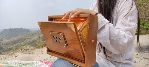 Amilav Collections Teakholz Shruti Box Musikinstrument, gestimmt 13 Noten und 432 Hertz, Shruti Box mit Tragetasche