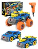 Klsniur Montage Auto Kinder Spielzeug, Teiliges DIY Konstruktionsspielzeug Auto mit Bohrmaschine Akkuschrauber, Spielzeug ab 3 4 5 6 Jahre Junge Kinderspielzeug
