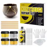 4 Farben Kintsugi Reparatur Kit - 50ml Lebensmittel-Safe-Geschirrspüler-Sicherer Kleber für Keramik- und Porzellanreparatur für Schüsseln, Teller, Vasen, Sinnvolle Geschenke für DIY-Kunst-Enthusiasten