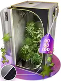 PURPLE LEGACY® 1680D Oxford Stoff Grow Box 60x60x160 cm für Profis mit Wasserschutz | Zuchtzelt für Hydrokulturen und Indoor-Pflanzen, Grow Tent, Anzuchtzelt mit Bodenwanne