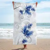 Mikrofaser Strandtuch - Blaue Schöne Blume 80 X 160 cm Schnell Trocknendes, Weiches, Leichtes, Pflegeleicht, Kompaktes, Sandfreies Handtuch, Perfekt Für Strand Schwimmen -0L7L+O6U