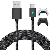 MENEEA 10FT/3M Ladekabel für PS5 Controller, Xbox Series X/S Switch Pro Controller and Telefon, Schnell-Ladekabel Nylon geflochten Typ-C Ports Ersatz mit LED-Anzeige,Nur Ladegerät