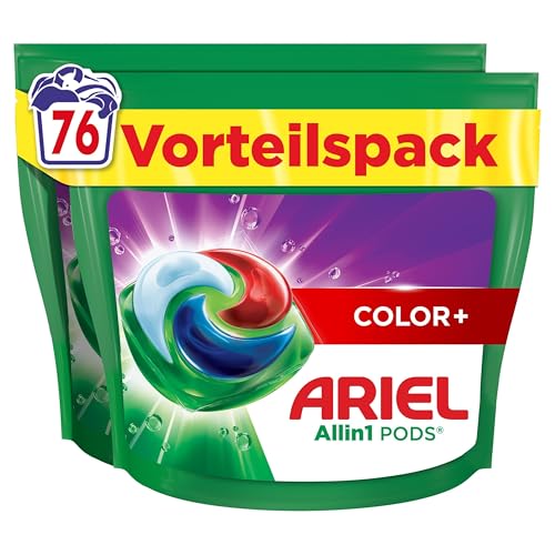 Ariel Waschmittel Pods All-in-1, Flüssigwaschmittel Kapseln 76Waschladungen, Color, Kraftvolle Fleckentfernung ab der 1. Wäsche