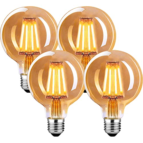 HUSTUNG Edison Vintage Glühbirne E27, E27 LED Vintage Dimmbar 4W Retro LED Lampe Warmweiß 2700K, LED Glühbirne E27 Vintage Ideal für Pendelleuchte, Tischleuchte, Wandleuchte usw - 4er Pack