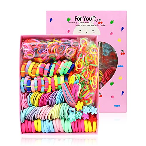 Qufiiry 830 Stück Mädchen Haarschmuck Set, Kinder haarschmuck, Mini Haarclip, Haarseile, Elastische Gummibänder, für Kleine Mädchen, Kleinkinder Haarschmuck, Zufällige Farbe