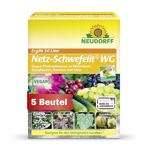 Neudorff Netz-Schwefelit WG – Zur wirksamen Bekämpfung von Pilzkrankheiten wie Echter Mehltau an Zierpflanzen wie Rosen, Gemüse und Obst, 75g, weiß