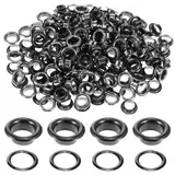 JIYIN 200 Sets Metallösen, 6mm Ösen für Planen Ösen Set Grommet Werkzeug Kit Ösen Scheiben Planenösen für Leder Schuhe Planen Stoff Papier Markisen (Schwarz)