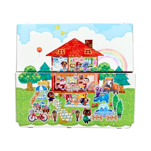 New3DS Extra Frontplatte Top/Bottom Shells Small Animals Forest Replacement, for New 3DS Small Handheld Game Console, Limited Colorful Outer Cover Plates/White Backplate Spare Parts