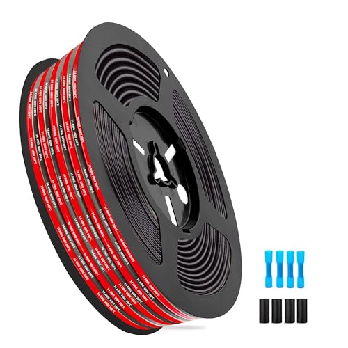 Silikonkabel,Silikon Elektronik Kabel-2,07 mm² 14AWG Super flexibles Elektrokabe 10m (5m Schwarz & 5m Rot) geeignet für Fernsteuerungsmodelle, Lampen, Haushaltsgeräte und mehr