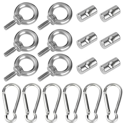 Adiwo Stopper für Kederschiene,6 Stück Edelstahl Kederstopper 6mm mit 6 Stück Karabiner Vorzelt Stopper Kederstopper Vorzelt Stopper Haken Kederleiste für Kederschiene Wohnwagen Wohnmobi Campervan