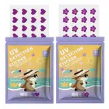 UV Sticker Sonnenschutz Haut 48 Stück, Blumen- und Herzmuster UV Pflaster, U V-Erkennungserinnerung, Sun Patches, Sonnenpflaster Erinnerung zum Erneuten Auftragen von Sonnencreme