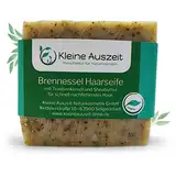 Kleine Auszeit Manufaktur, Brennessel Haarseife, bei normalem bis schnell fettendem Haar, vegan, ohne Palmöl, handgemacht 90 g