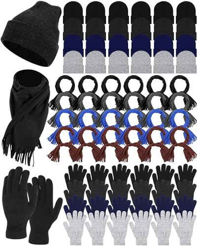 Liitrsh Winter Beanie Mütze Schal Handschuhe Set für Damen Herren Unisex Winterhandschuhe für Obdachlose Spende Wohltätigkeitsorganisation Pflege Bundle, Mehrfarbig, Einheitsgröße