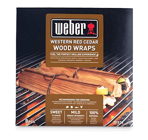 Weber Zedernholz Wood Wraps (8 Stück) - dünne, feine Wraps aus Zedernholz, zum Einwickeln von Grillgut, feine Raucharomen, 100% natürliches Holz (17521)