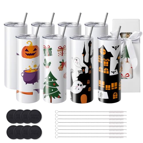VEVOR HH-20OZ08 Sublimation Becher, Edelstahl, Weiß, 78210mm, 8